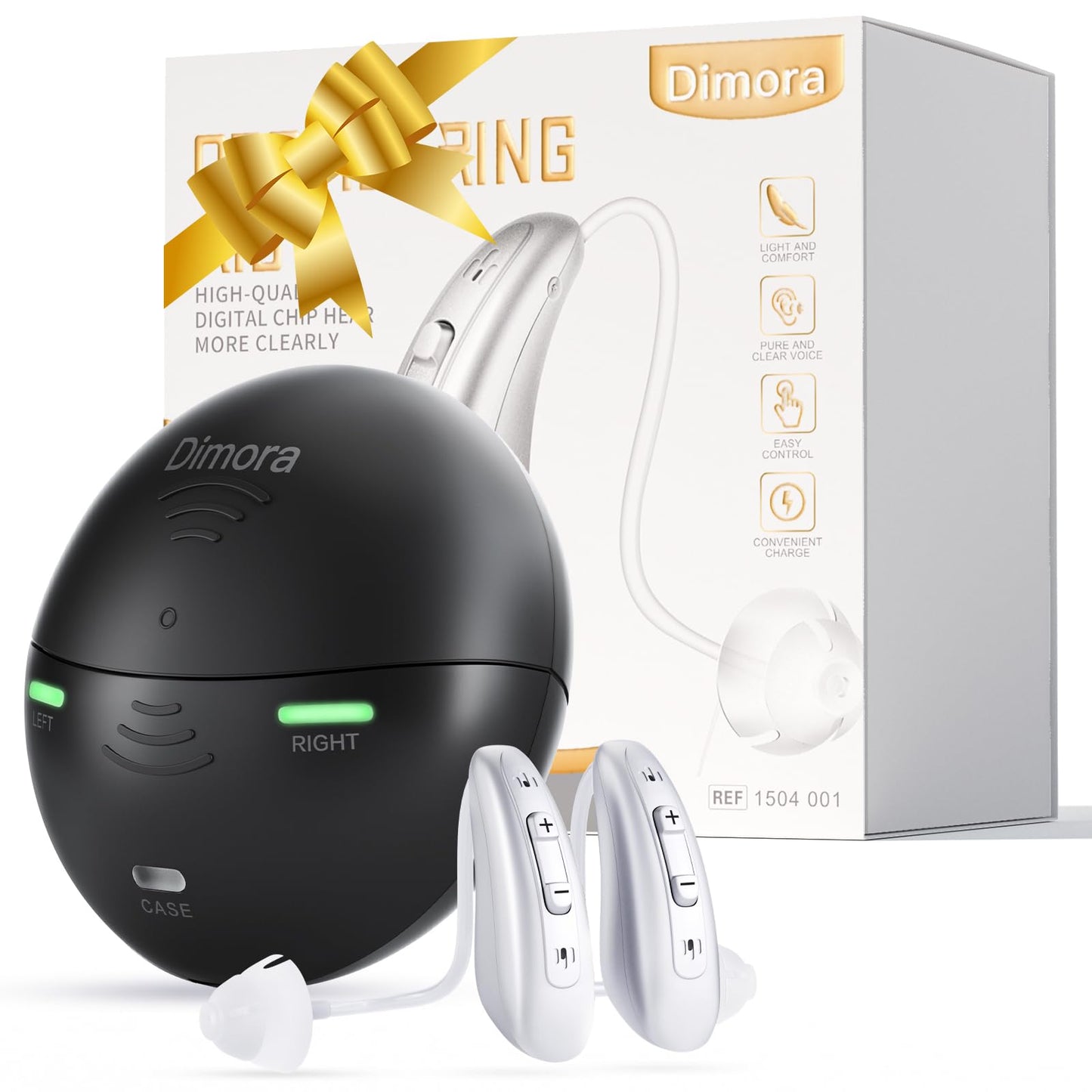 Dimora Rechargeable BTE Hearing Aids for Seniors & Adults – 16-Channel Digital Sound, Noise Reduction, OTC, FSA/HSA Eligible