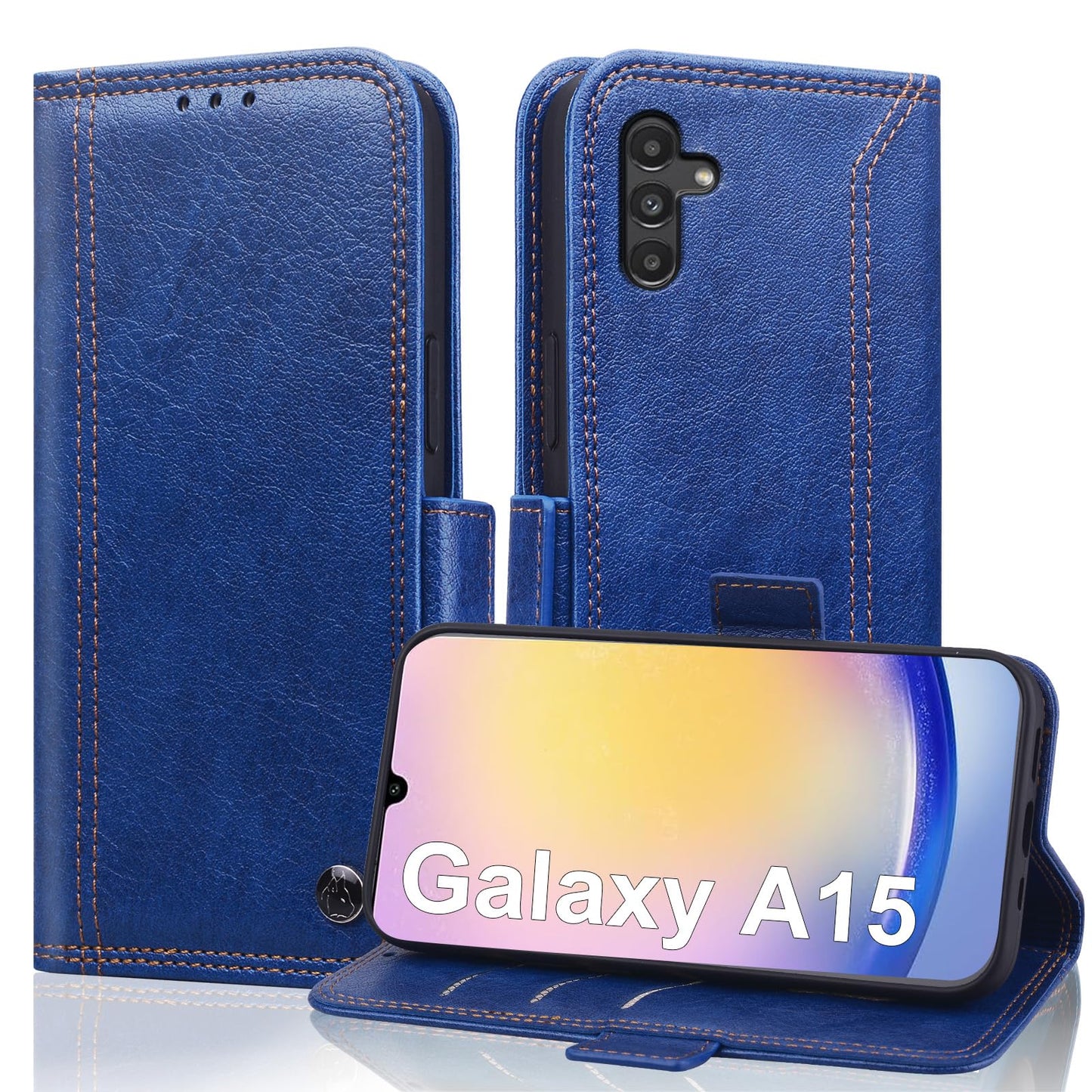 Wallet Case for Samsung Galaxy A15 5G with RFID Blocking Credit Card Holder, PU Leather Folio Flip Kickstand Protective Shockproof Cover Women Men for Galaxy A15 5G Phone Case - Black
