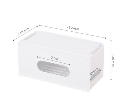 Storage Box and Cable Organizer with Power Strip Protection